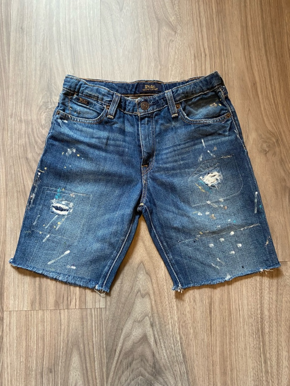 Polo Ralph Lauren Distressed Paint Platter Astor Slim Boyfriend Shorts Size 12